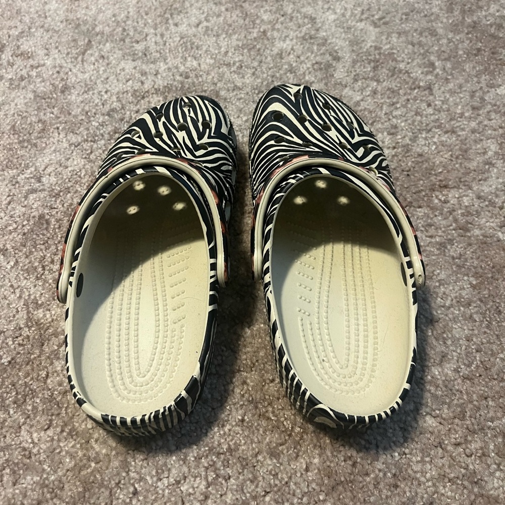 Zebra and Cheetah Crocs - Women’s 9 , Men’s 7